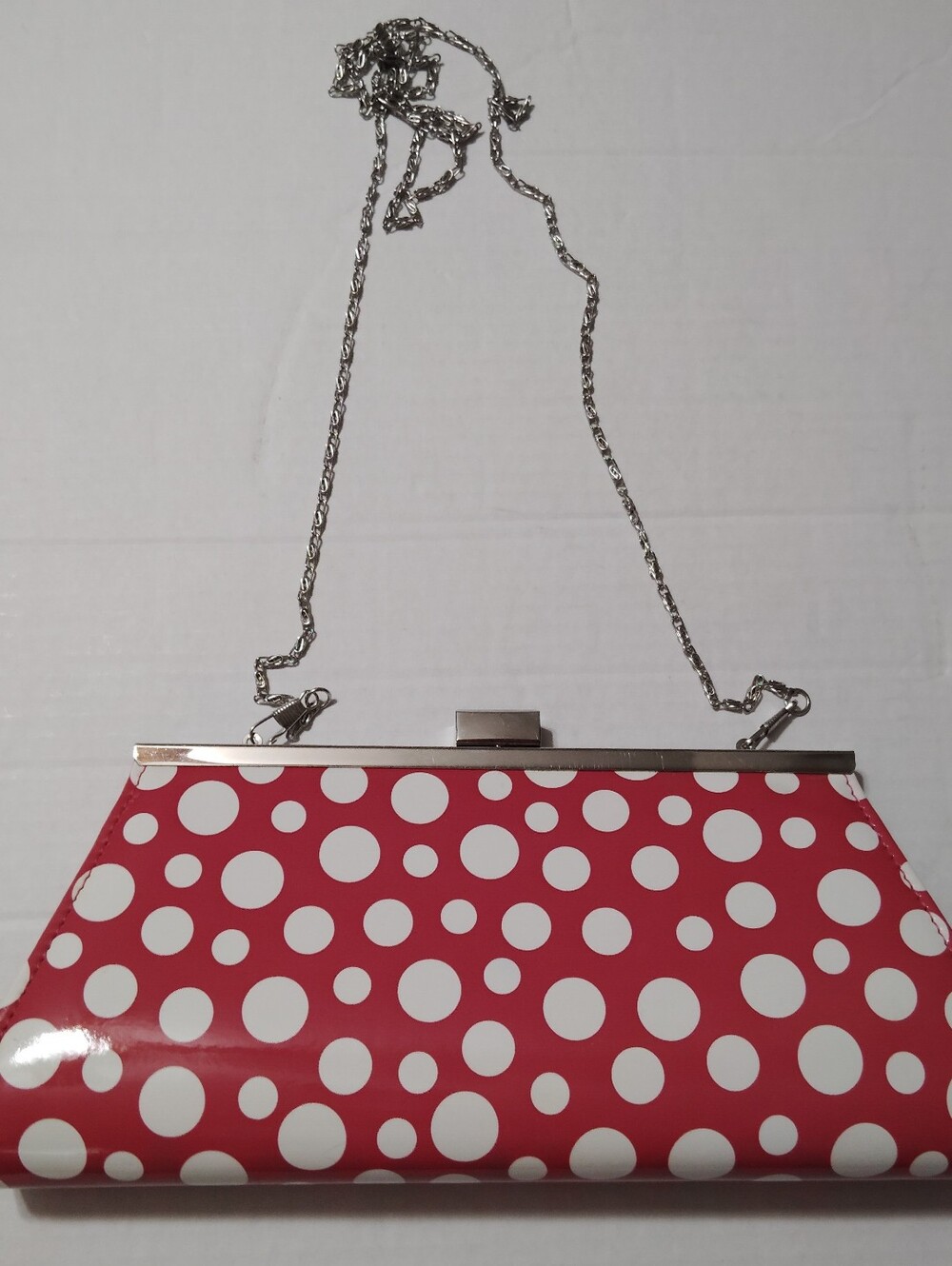 Neiman Marcus Polka Dot Clutch Shoulder Bag - Red & White